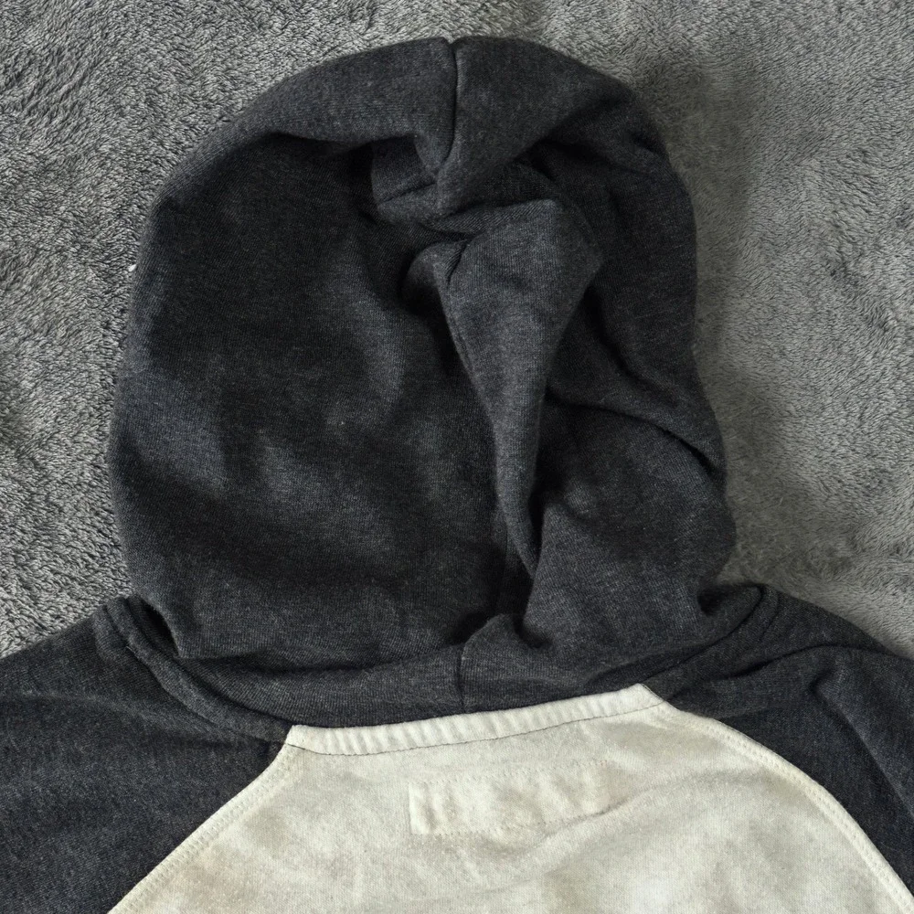 Levis Mens Hoodie Medium Gray‎ White Raglan Graphic Logo Sweatshirt 3LGLK2080